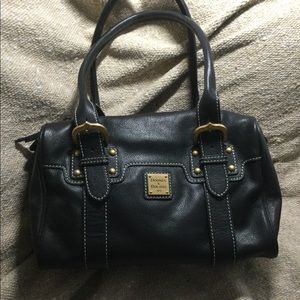 Black genuine leather, pebble finish handbag